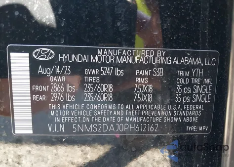 2023 Hyundai Santa Fe Sel z USA, uszkodzony, nr VIN 5NMS2DAJ0PH612162